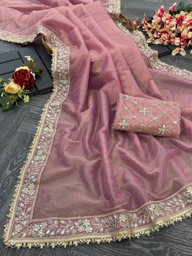 DDH 119  Tissue silk Sequence Embroidery Party Wear Sarees Wholesale Shop In Surat 